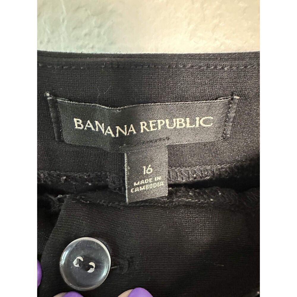 Banana Republic Women's Black Ponte Knit Ankle Dress Pants 16 Stretch Workwear - Picture 3 of 6